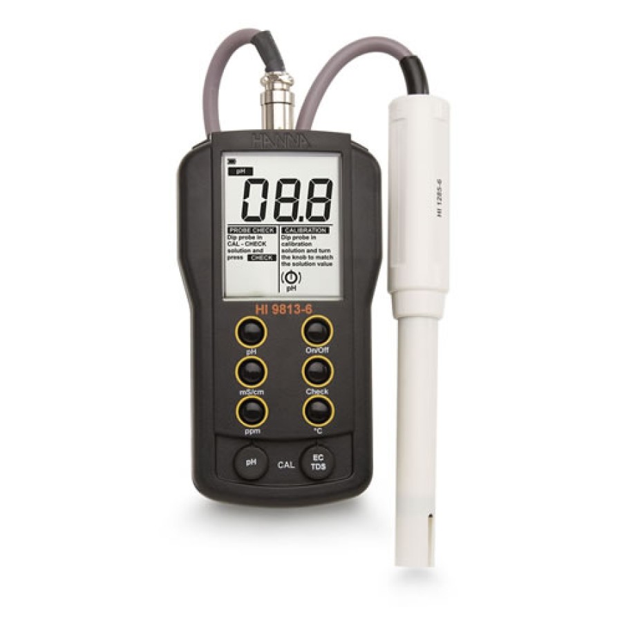 HANNA HI9813-6 Waterproof Portable pH/EC/TDS/Temperature Meter with CAL CHECK™