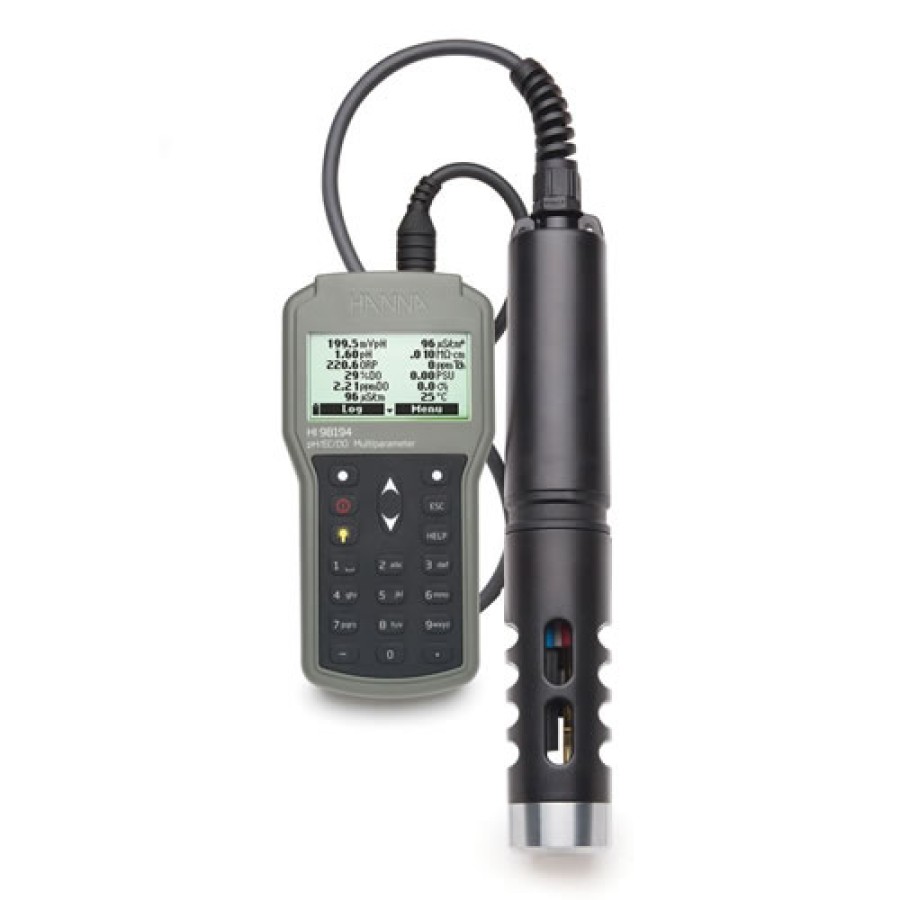 HANNA HI98194-10 Multiparameter pH/ORP/EC/DO/Pressure/ Temperature Waterproof Meter, 10m Cable