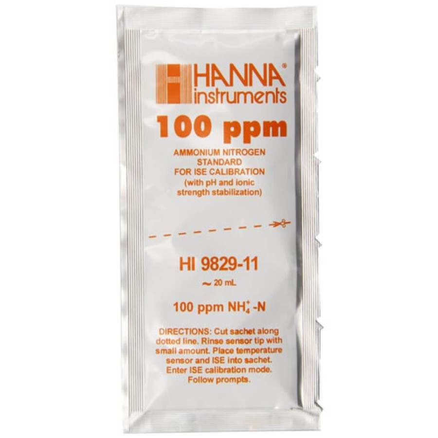 HANNA HI9829-11 100 ppm Ammonium Calibration Standard Sachets for HI9829 (20 x 20 mL,10 each)