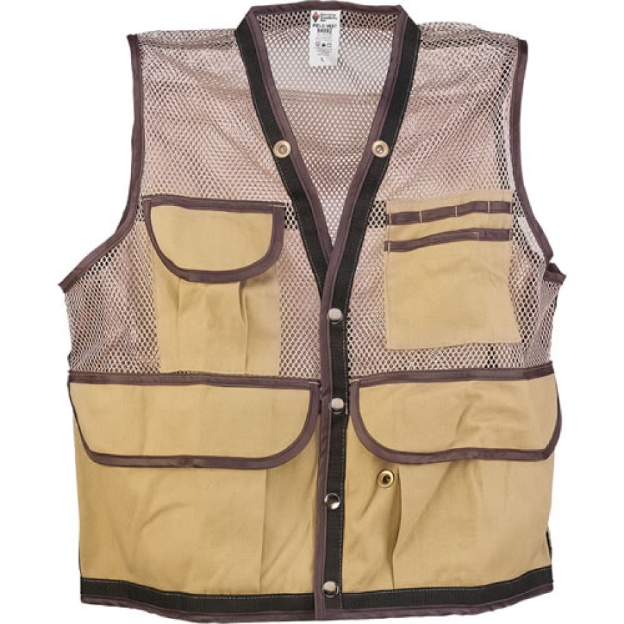 JIM-GEM 8-Pocket Nylon Mesh Cruiser Vests, Tan Large 39-43 Chest